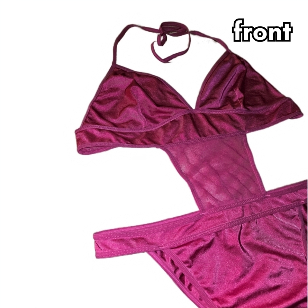 avidlove mesh bodysuit size 2XL with side cutouts in hot pink - Picture 2 of 3